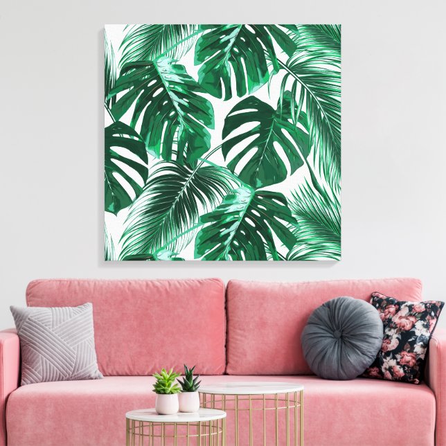 Tropical Large Palm Leaves Canvas Print (Insitu(LivingRoom))