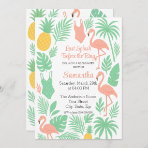 Tropical Last Splash Bachelorette Party Invitation
