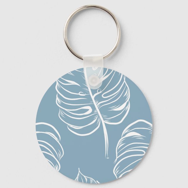 Tropical Leaf Abstract: Seamless Greenery. Key Ring (Front)