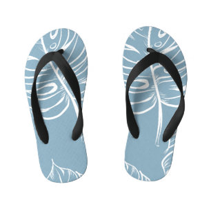 Tropical Leaf Abstract: Seamless Greenery. Kid's Flip Flops