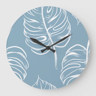 Tropical Leaf Abstract: Seamless Greenery. Large Clock