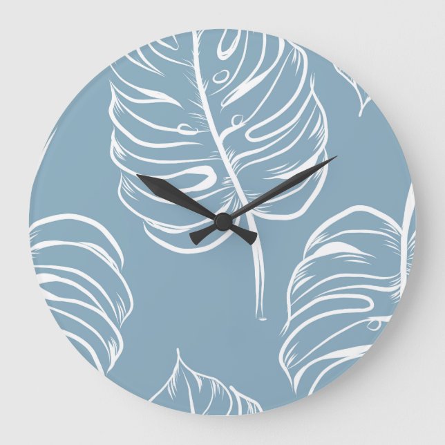 Tropical Leaf Abstract: Seamless Greenery. Large Clock (Front)