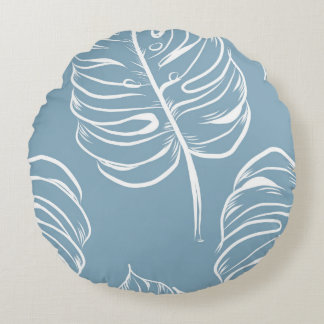 Tropical Leaf Abstract: Seamless Greenery. Round Cushion