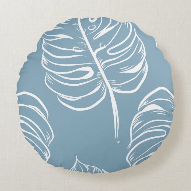 Tropical Leaf Abstract: Seamless Greenery. Round Cushion (Front)