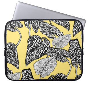 tropical leaf and animal skin illustration pattern laptop sleeve