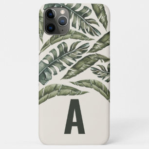 Tropical leaf and botanical personalised initial iPhone 11 pro max case