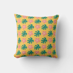 Tropical Leaf and Flower Pattern Cushion