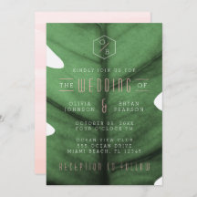 Tropical Leaf Art Deco Inspired Wedding Invitation