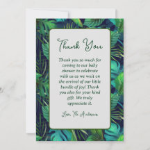 Tropical Leaf Baby Shower Thank You Card