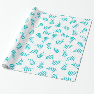 Tropical Leaf Blue and White Wrapping Paper