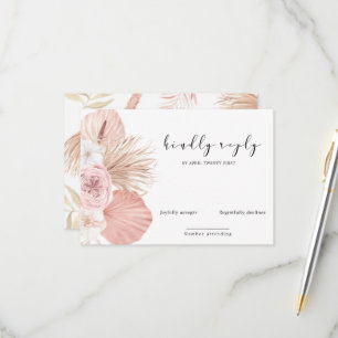 tropical leaf bohemian blush RSVP Card