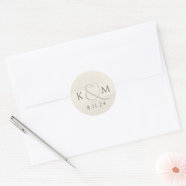 Tropical Leaf Boho Wedding Thank You  Classic Round Sticker (Envelope)