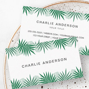Tropical leaf border business cards