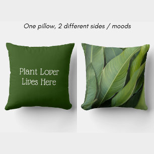 Tropical Leaf Botanical Plant Lover Lives Here Cushion