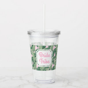 Tropical Leaf Bride Tribe Acrylic Tumbler