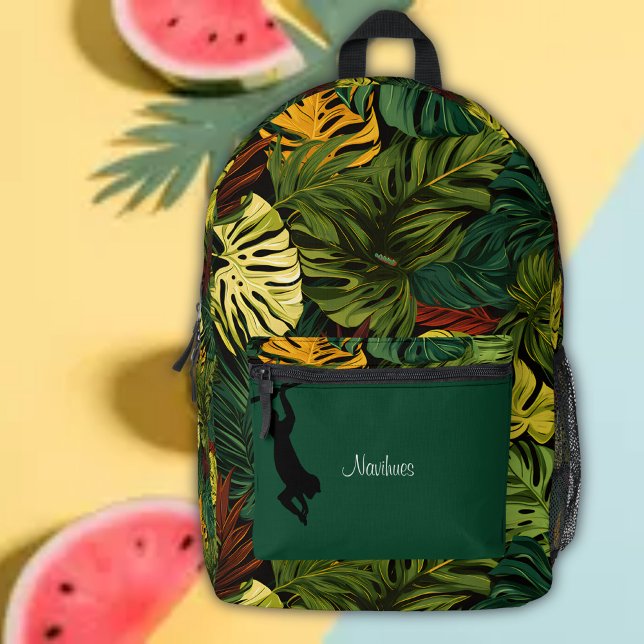 Tropical Leaf Camouflage Name Printed Backpack (Creator Uploaded)