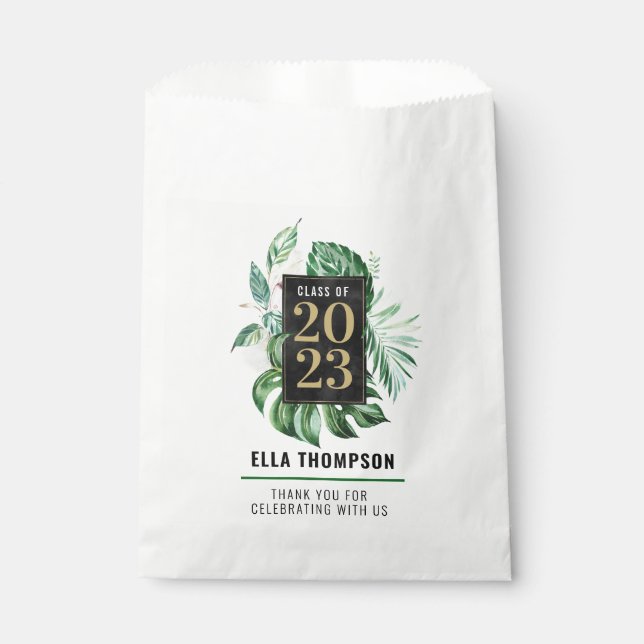 Tropical Leaf Class of 2021 Graduation | Thank you Favour Bags (Front)