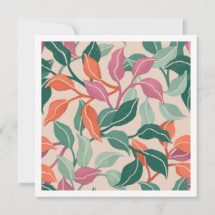Tropical Leaf Coral Green Botanical Chic Calm Card