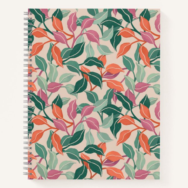 Tropical Leaf Coral Green Botanical Chic Journal (Front)