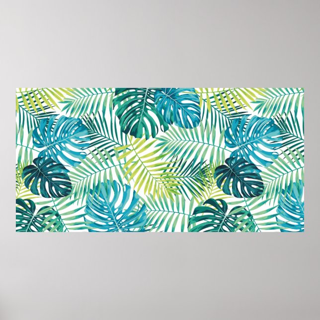 Tropical leaf design featuring green/blue palm and poster (Front)