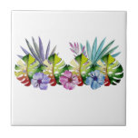 Tropical Leaf Flower Colourful  Hawaiian Tile<br><div class="desc">This design was created through digital art. It may be personalised by clicking the customise button and changing the colour, adding a name, initials or your favourite words. Contact me at colorflowcreations@gmail.com if you with to have this design on another product. Purchase my original abstract acrylic painting for sale at...</div>