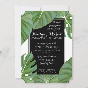 Tropical Leaf Foliage Coastal Jungle Modern Simple Invitation