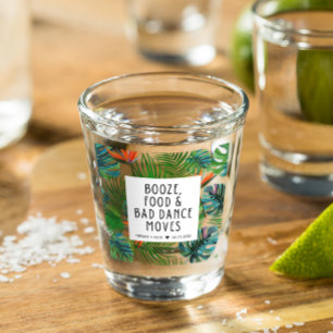 Tropical Leaf Funny Beach Wedding Favour Shot Glass