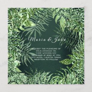 Tropical Leaf Glitter Garden Mint Green Cali Lux Invitation