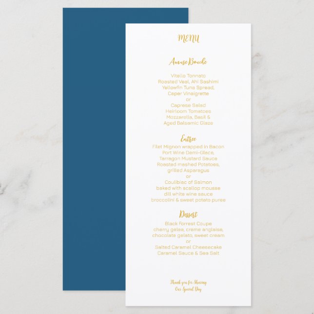 Tropical Leaf Gold Palm Frond Wedding Menu (Front/Back)
