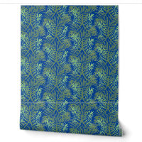 Tropical Leaf Green Blue Repeat