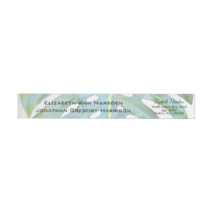 Tropical Leaf Greenery Monstera Wedding Wrap Around Label