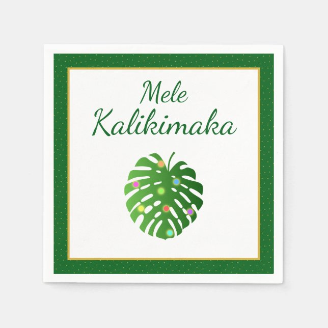 Tropical Leaf Hawaiian Christmas Lights Chic Party Napkin (Front)