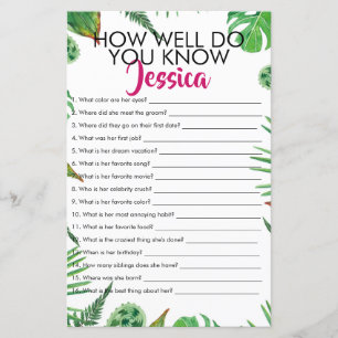 Tropical Leaf How Well Do You Know The Bride Game