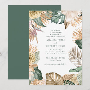 Tropical Leaf Love and the Beach Wedding Invite