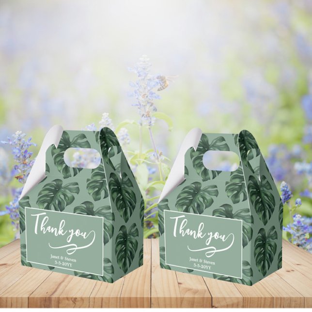 Tropical Leaf Monstera Greenery favour box (Creator Uploaded)