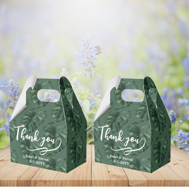 Tropical Leaf Monstera Greenery favour box (Creator Uploaded)