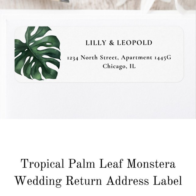 Tropical Leaf Monstera Wedding Return Address  (Creator Uploaded)