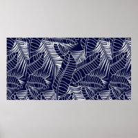 tropical leaf pattern on the navy blue background
