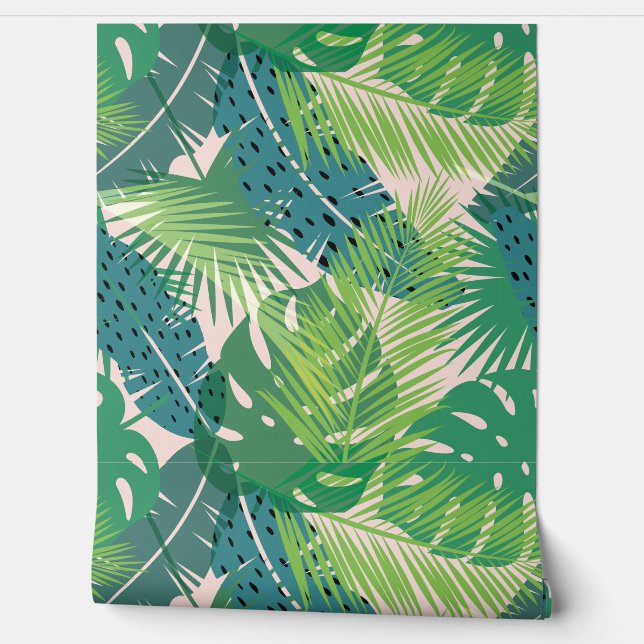 Tropical Leaf Pattern Wallpaper (Unrolling)