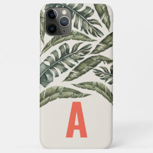 Tropical leaf personalised initial iPhone 11 pro max case