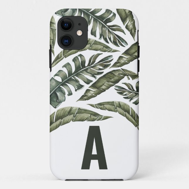 Tropical leaf personalised initial Case-Mate iPhone case (Back)