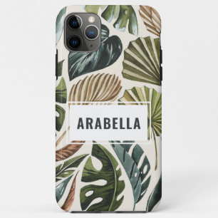 Tropical leaf personalised name and initial iPhone 11 pro max case