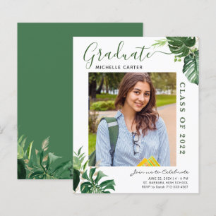Tropical Leaf Photo Graduation Announcement