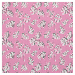 Tropical Leaf Pink and White Pattern Fabric