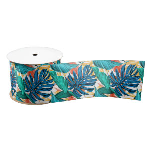 Tropical Leaf Potpourri Satin Ribbon