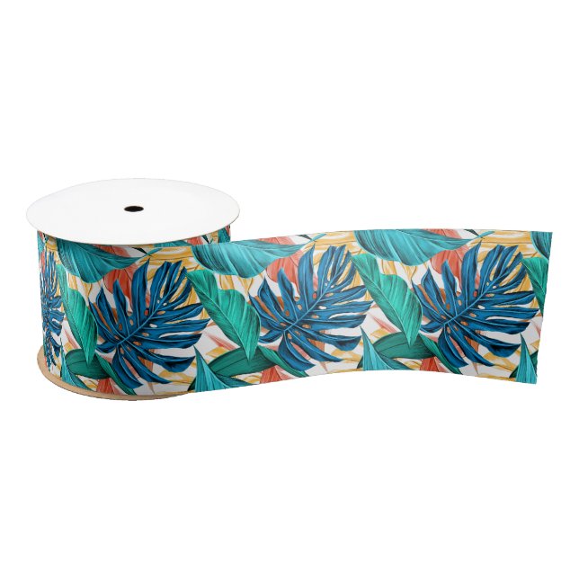 Tropical Leaf Potpourri  Satin Ribbon (Spool)