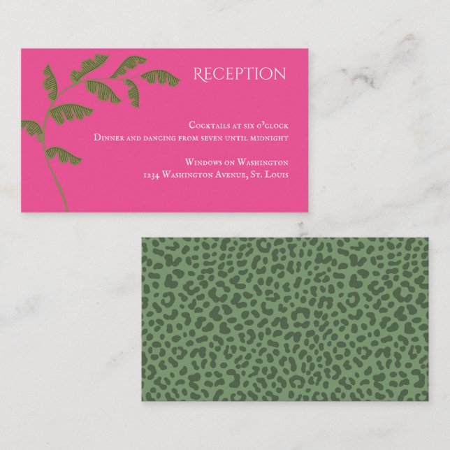 Tropical Leaf Safari Reception Enclosure Card (Front/Back)