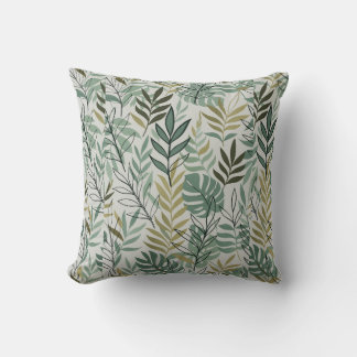 Tropical Leaf Seamless Pattern – Green & Gold Bota Cushion