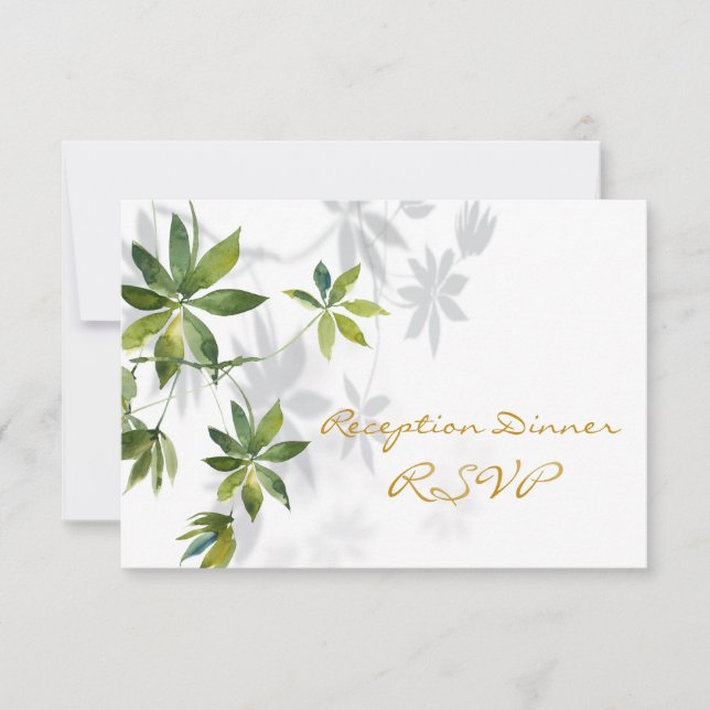 Tropical Leaf Shadow Reception Dinner RSVP Card (Front)