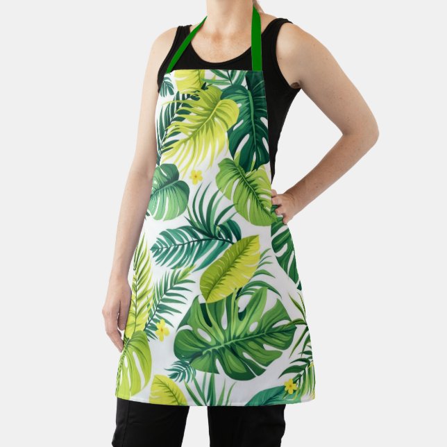 Tropical Leaf Story – Monstera & Banana Leaf Kitch Apron (Insitu)